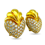 18K yellow gold heart-shaped diamond pavé earrings