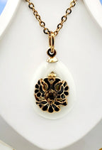 K. Faberge Russian Antique Gold Diamond & Blue Enamel Egg Pendant 1890s