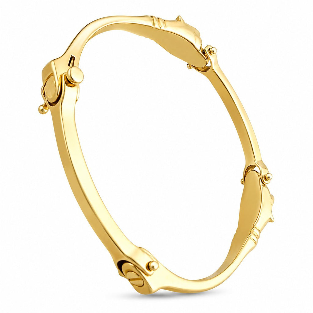 14K Yellow Gold 0.12ct Diamond Cheetah Head Link Bracelet