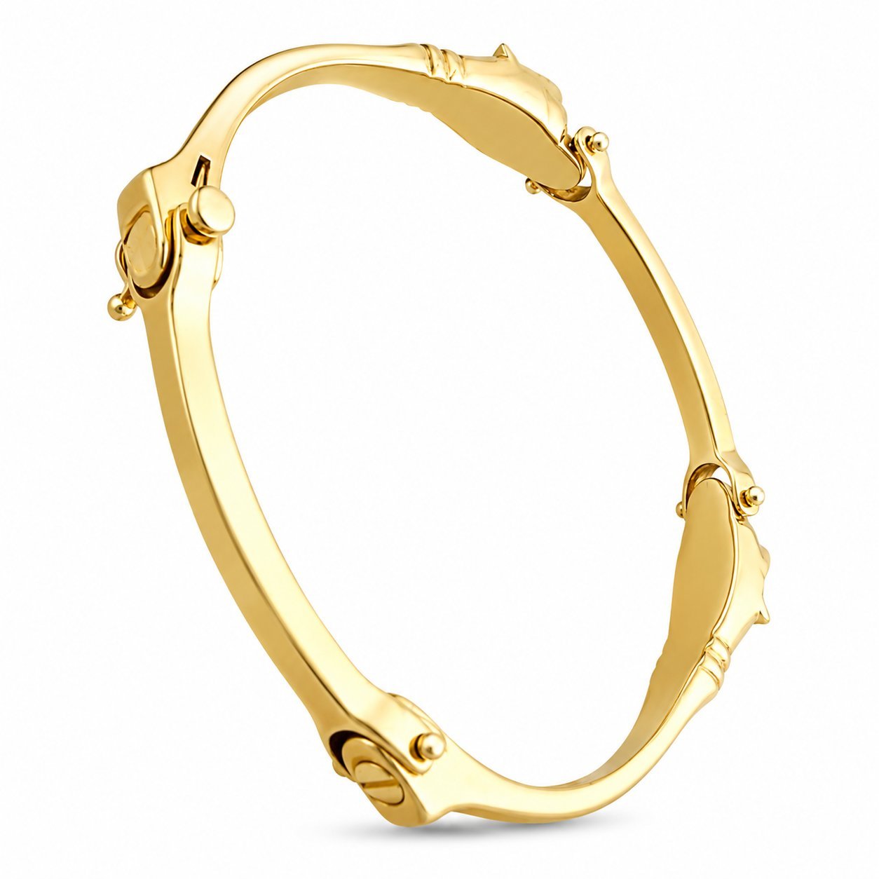 14K Yellow Gold 0.12ct Diamond Cheetah Head Link Bracelet