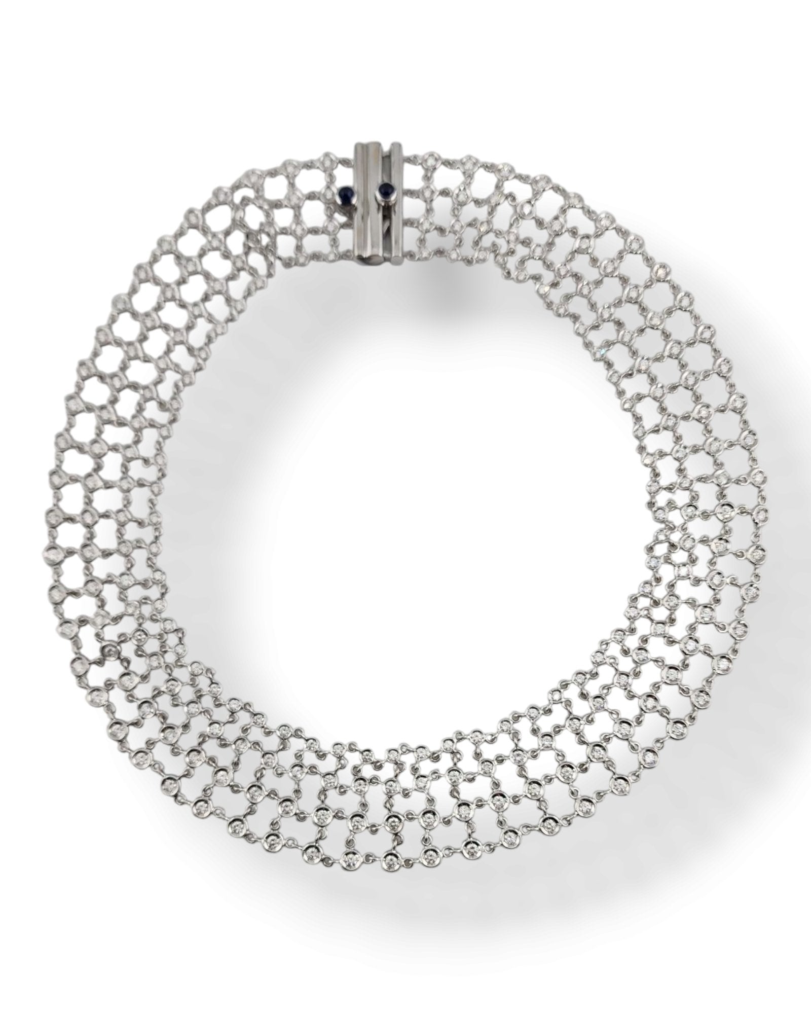 Robert Coin 18K White Gold and 9.0 Diamond Spider Web Design Necklace