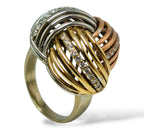 18K Tri-Color Gold Cocktail Ring with 0.5ct of Round Brilliant Diamonds