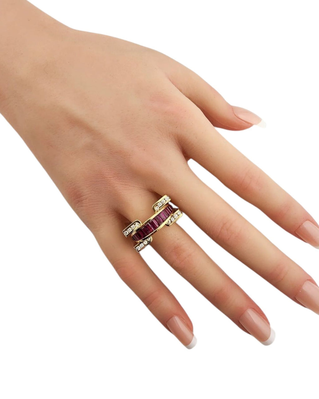 18K Yellow Gold Ring with Rubies and Diamonds