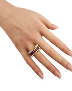18K Yellow Gold Ring with Rubies and Diamonds