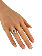 Antique 14K Rose Gold Ring with Diamonds and Green Tourmaline