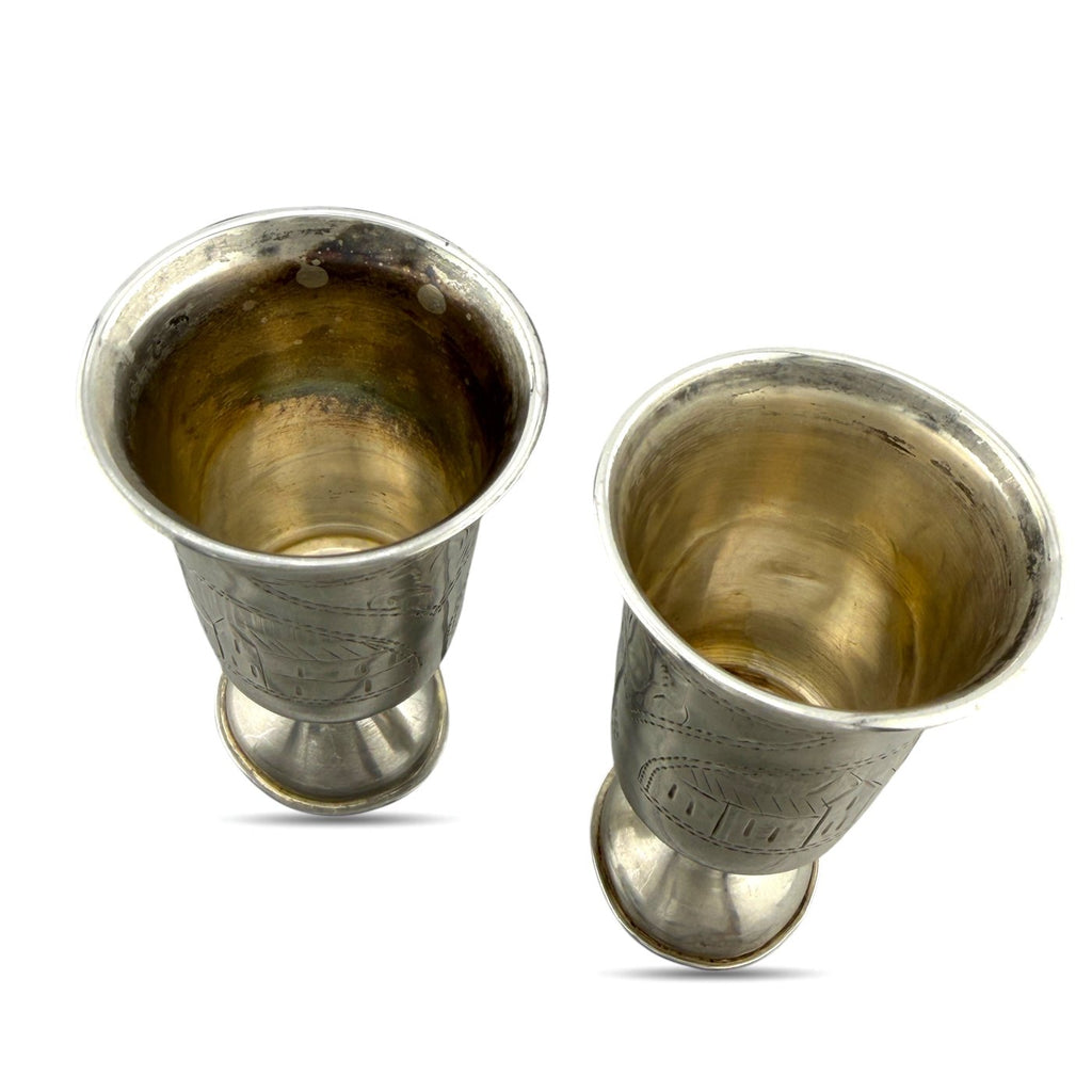 Imperial Russian 84 Zolotnik Silver Set of Antique Cups