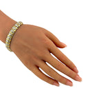 14K Yellow and White Gold 3.50ct Diamond Flexible Link Bracelet