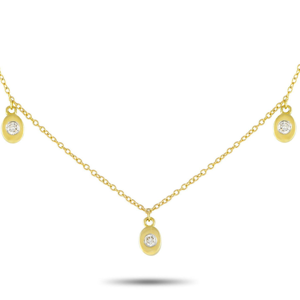 14K Yellow Gold 0.06ct Diamond Station Necklace