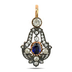 Feodor Lorie Imperial Russian 56 Rose Gold 4.00ct Diamond and 2.40ct Sapphire Dangle