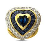 18K Yellow Gold Heart-Shaped Sapphire and 1.08ct Diamond Earrings
