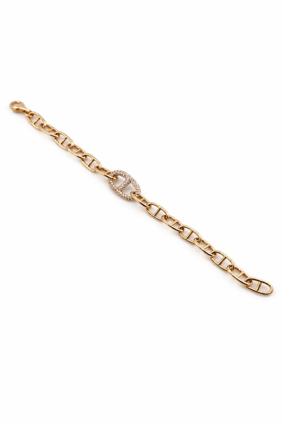 Iconic Motif Design Diamond Pave Link Bracelet in 18K Rose Gold