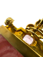 18K Yellow Gold Brooch / Necklace with 1.55ct Kunzite, Rhodochrosite, and Pearls