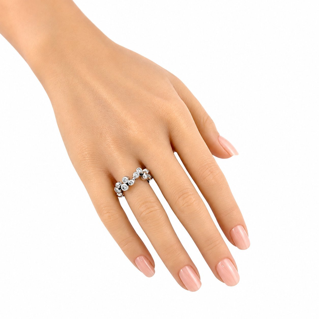 14K White Gold 1.00ct Diamond Abstract Flexible Band Ring