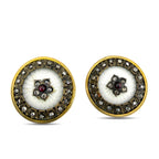 Faberge Imperial Russian Silver 0.44ct Diamond and Ruby Cufflinks