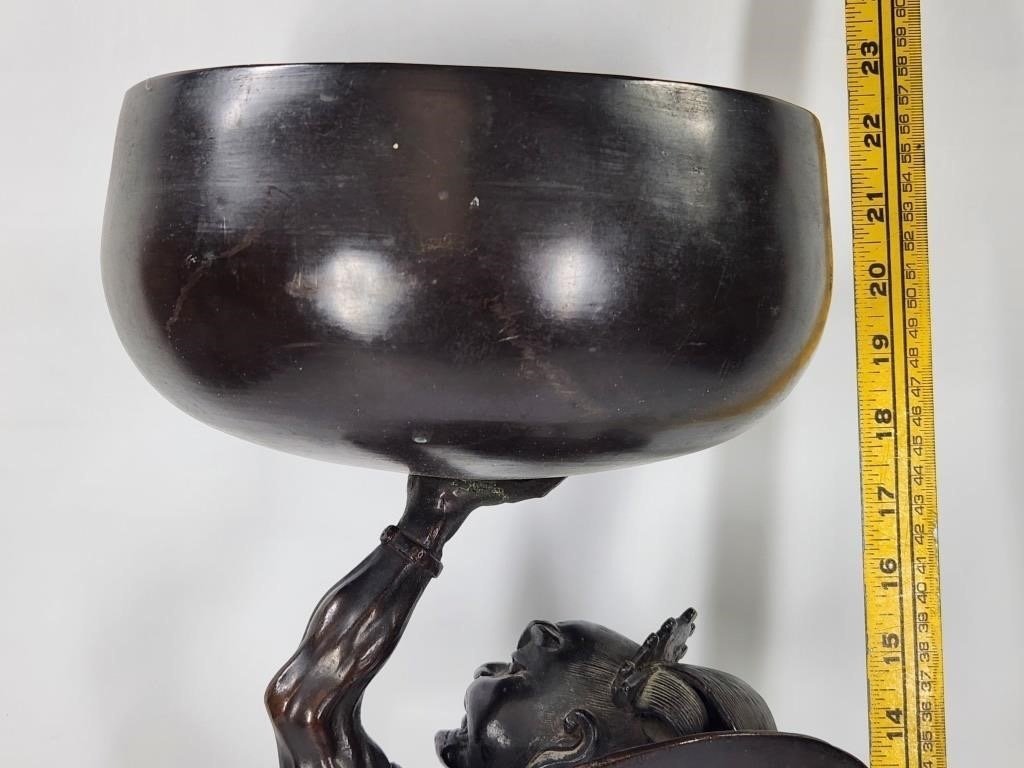 Antique Japanese Meiji Period Bronze Nio Ungyō Guardian Statue Koro (Incense Burner)