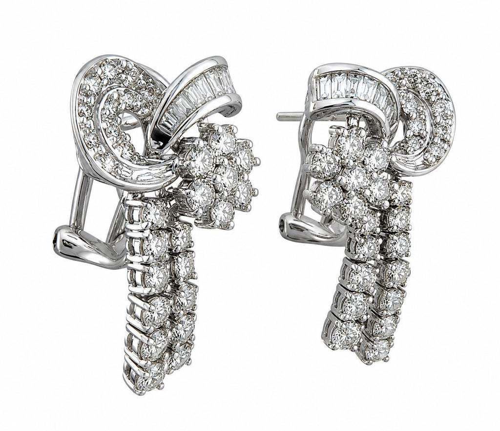 14K White Gold Flexible 2.0ct Diamond Strand Earrings