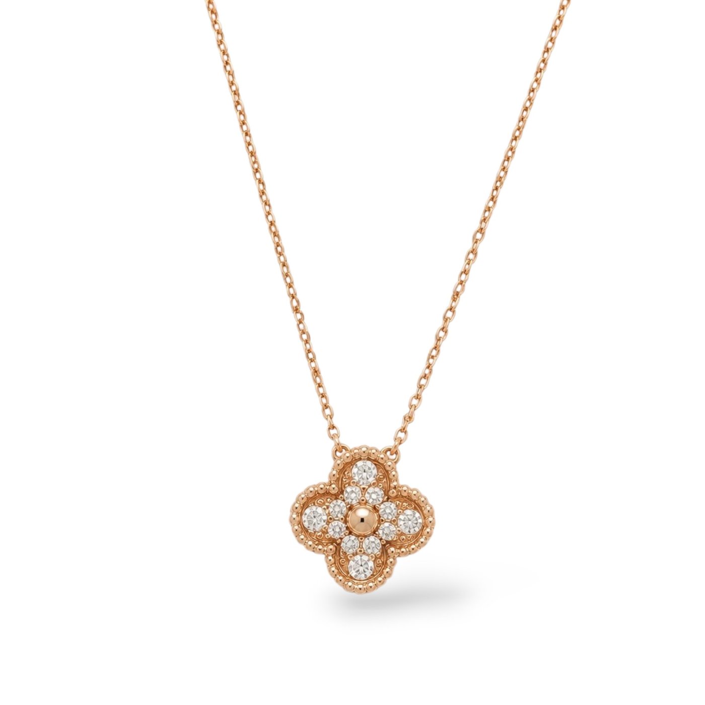 Van Cleef & Arpels - Necklace - 18K Rose gold, Vintage Alhambra pendant, 18K Rose Gold, round diamonds