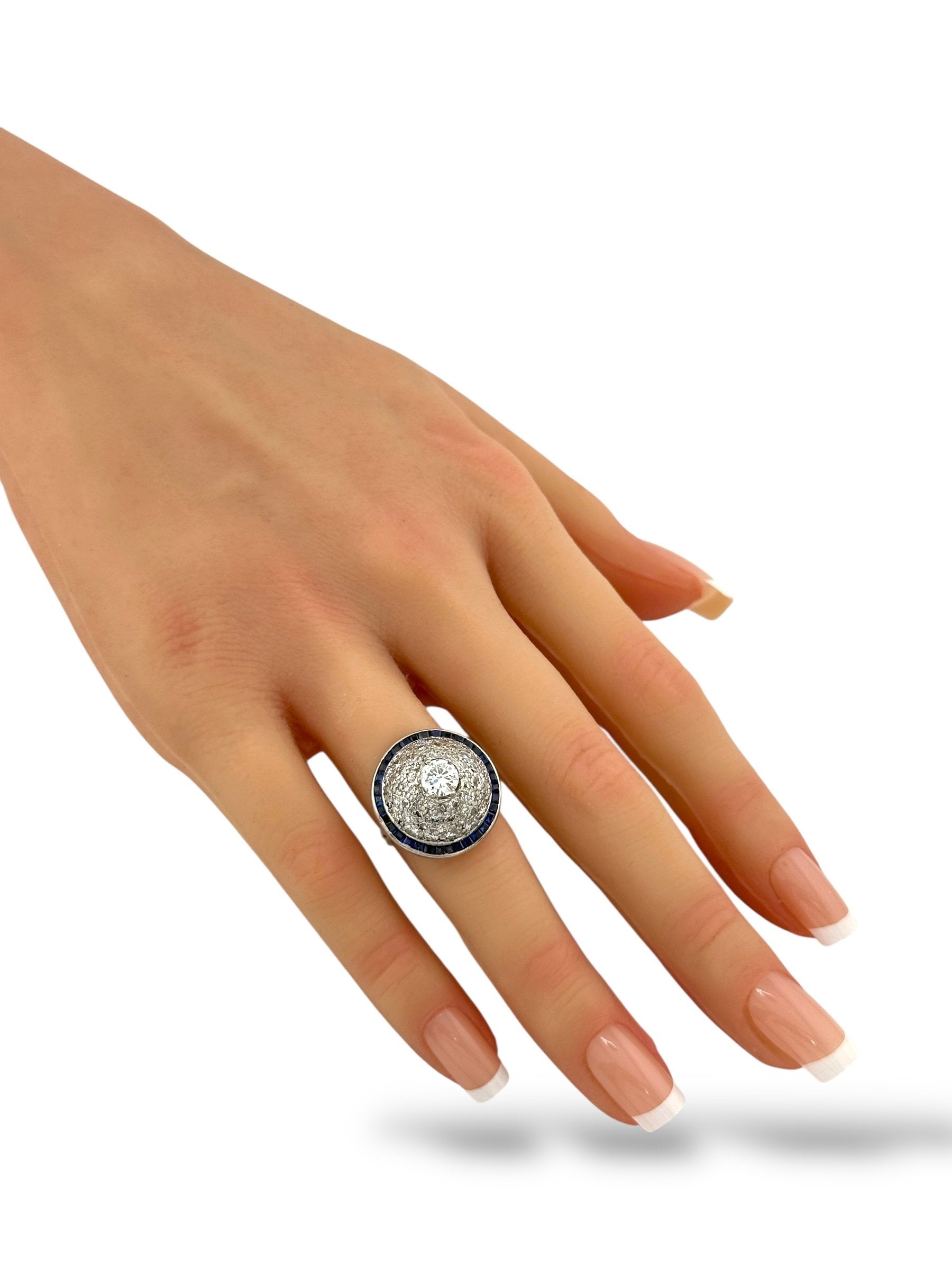 Platinum and Diamond French Art Deco Ring