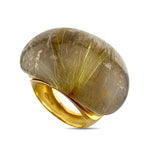 18K Yellow Gold Evanueva 70ct Rutilated Quartz Statement Ring