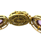 Antique 14K Yellow Gold Amethyst and Pearl Link Bracelet