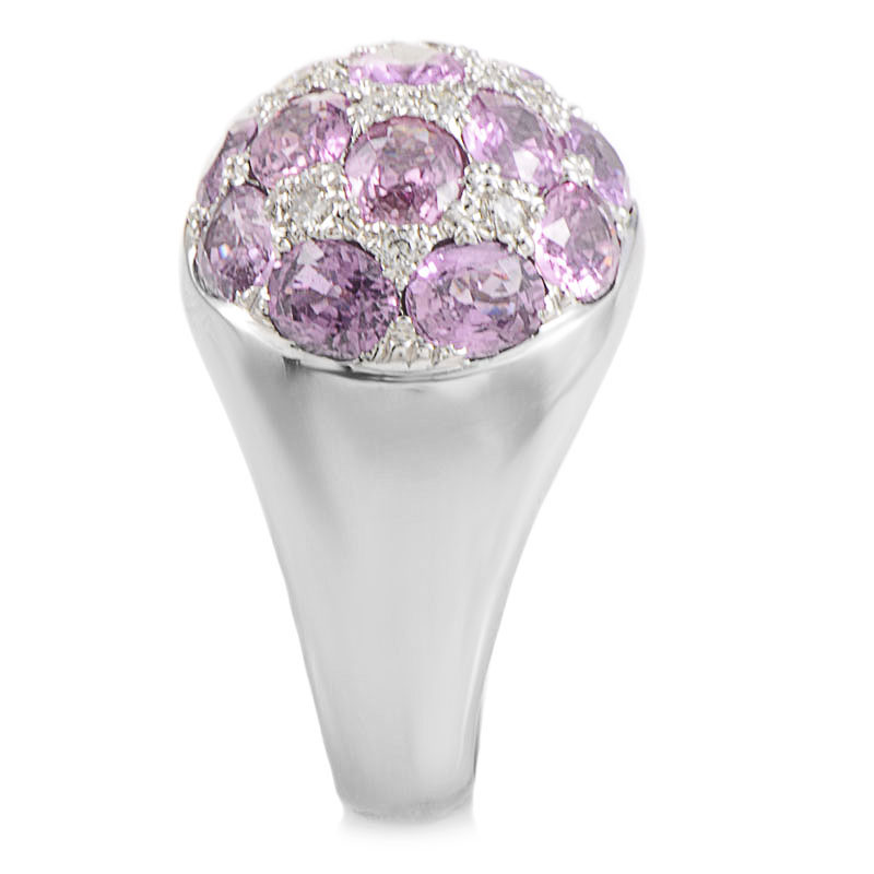 Tiffany & Co. 18K White Gold Pink Tourmaline & Diamond Dome Ring