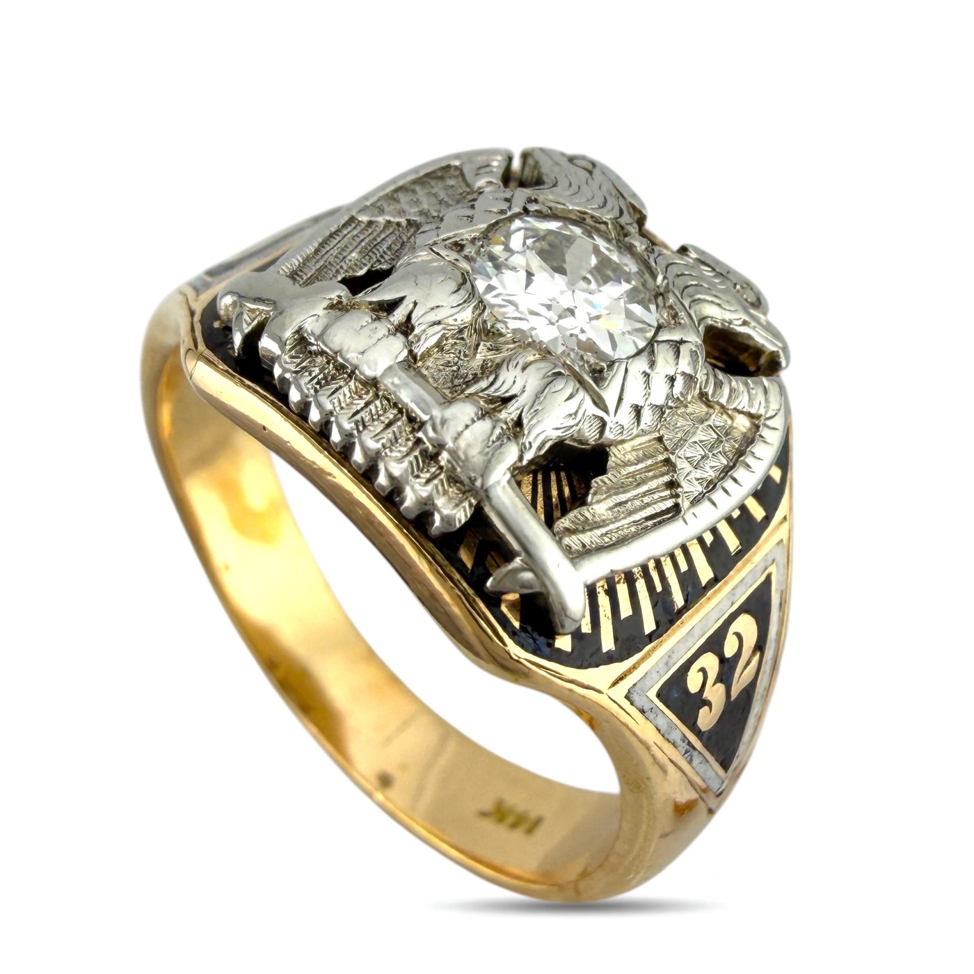 Royal Secret Masonic Ring With a Double Headed Eagle 7th and 32nd Degree