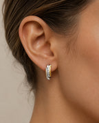14K Yellow and White Gold 0.30ct Diamond Hoop Earrings