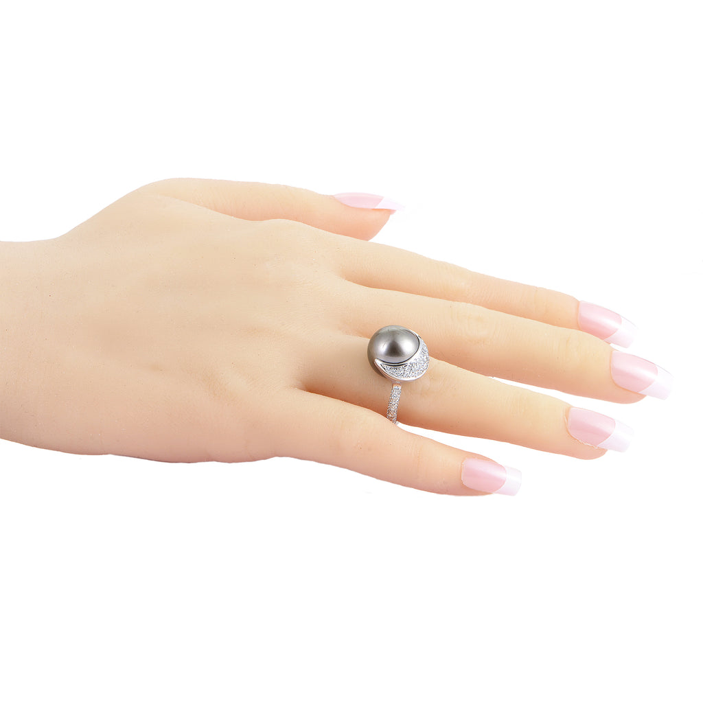 ChanelWomens 18K White Gold Diamond and 13.77mm Black Tahitian Pearl Ring
