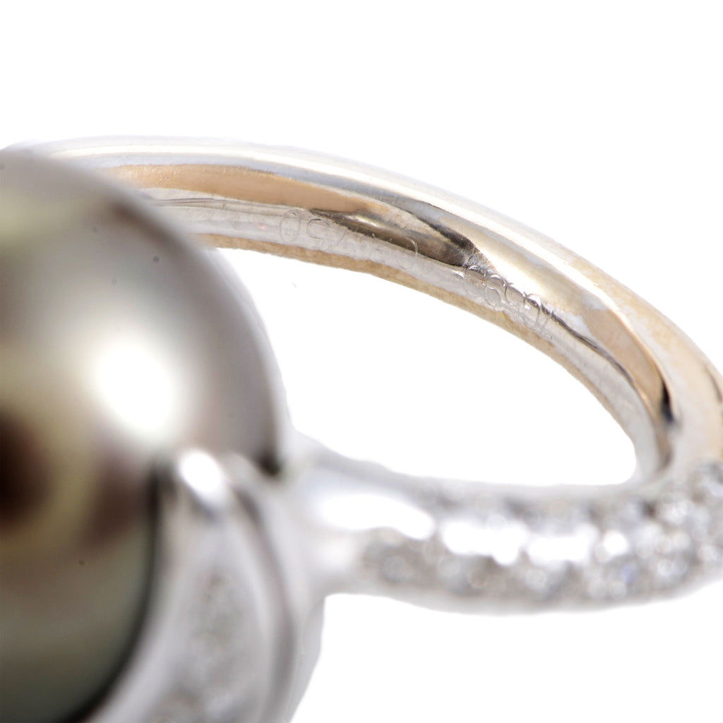 ChanelWomens 18K White Gold Diamond and 13.77mm Black Tahitian Pearl Ring