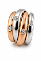 Italian Two Tone 18K  Gold and Diamond Ring