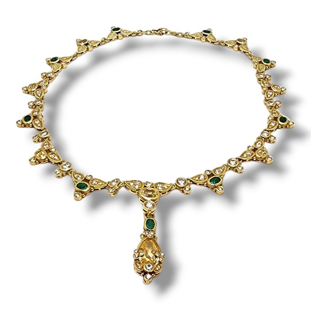 Judith Ripka 18K Gold 10ct Diamond Necklace Pendant