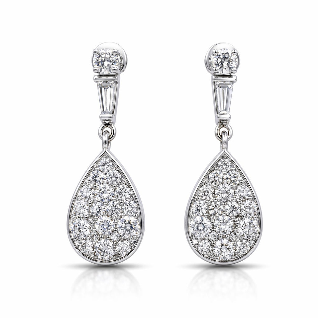 14K White Gold 1.75ct Diamond Teardrop Earrings