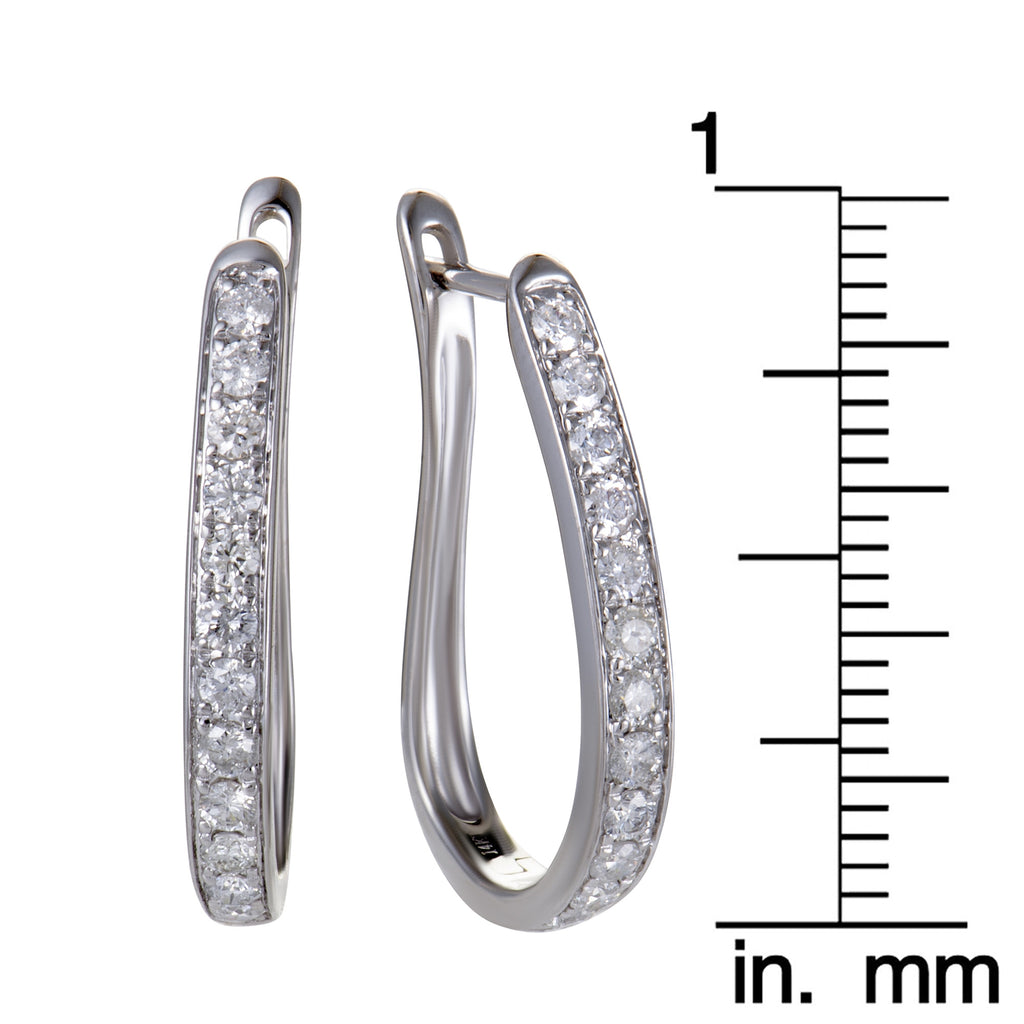 ~1ct 14K White Gold Diamond Oval Hoop Earrings