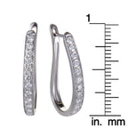~1ct 14K White Gold Diamond Oval Hoop Earrings