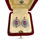 K. Faberge Imperial Russian 14K (56K) Rose Gold 2.20ct Ruby and 1.44ct Diamond Earrings