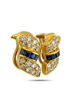 18K Yellow Gold Diamond and Sapphire Earrings