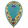 Antique silver enamel spoon bowl with turquoise and blue floral pattern