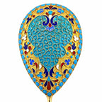 Antique silver enamel spoon bowl with turquoise and blue floral pattern
