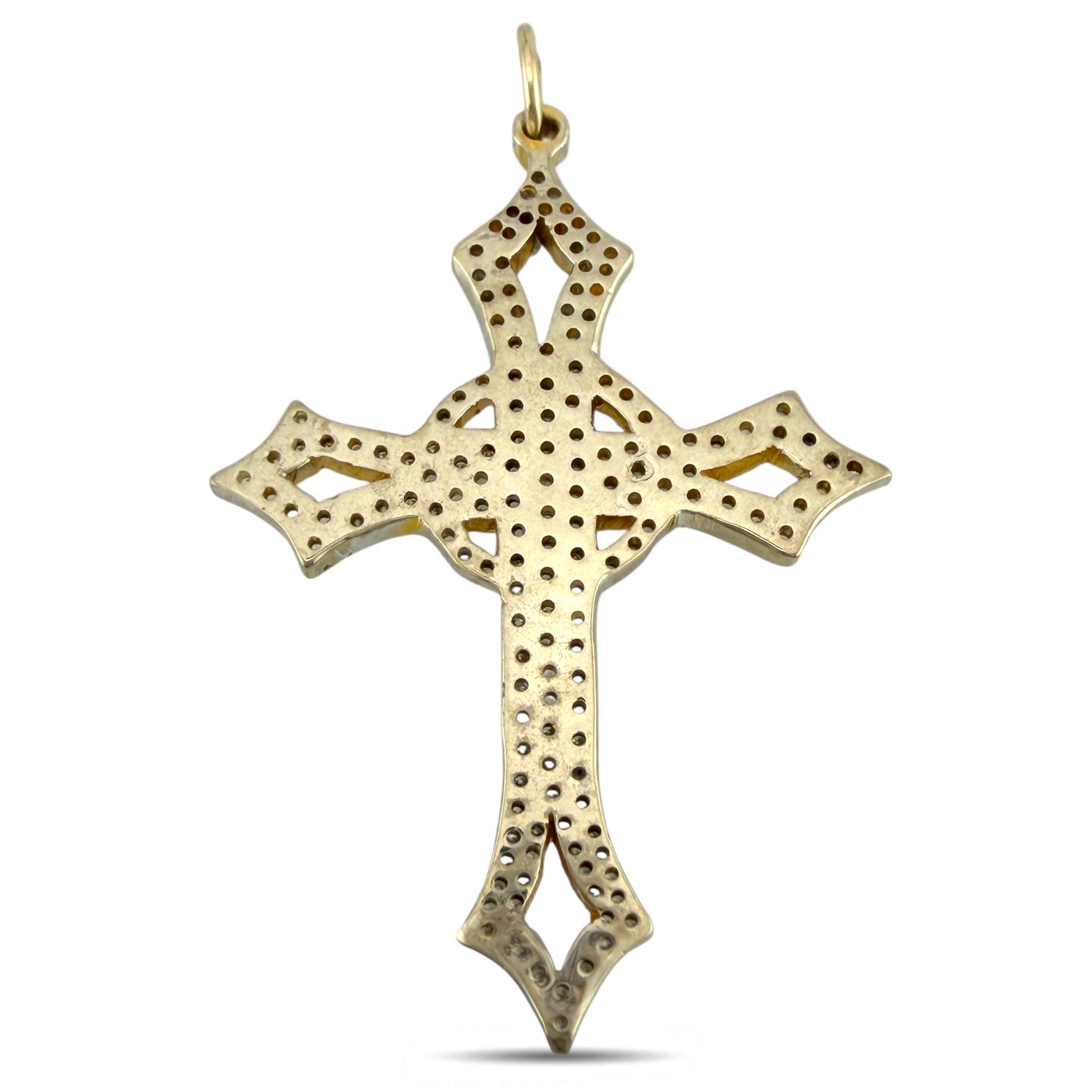 14K Yellow Gold 1ct Diamond Cross Pendant
