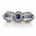 Art Deco Platinum 1.5ct Diamonds and Sapphire Brooch
