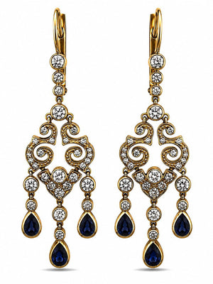 Imperial Russian 56K Yellow Gold (14K) Enamel and 2.31ct Diamond Earrings, Circa 1930s