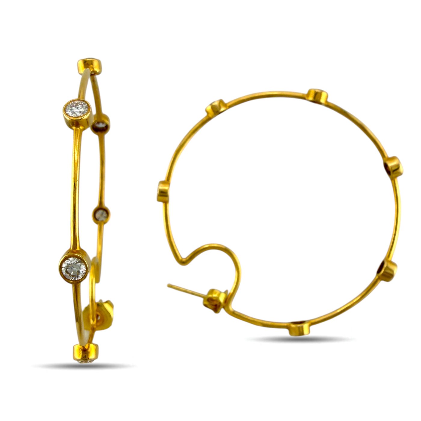 18K Yellow Gold 1.70ct Diamond Hoop Earrings