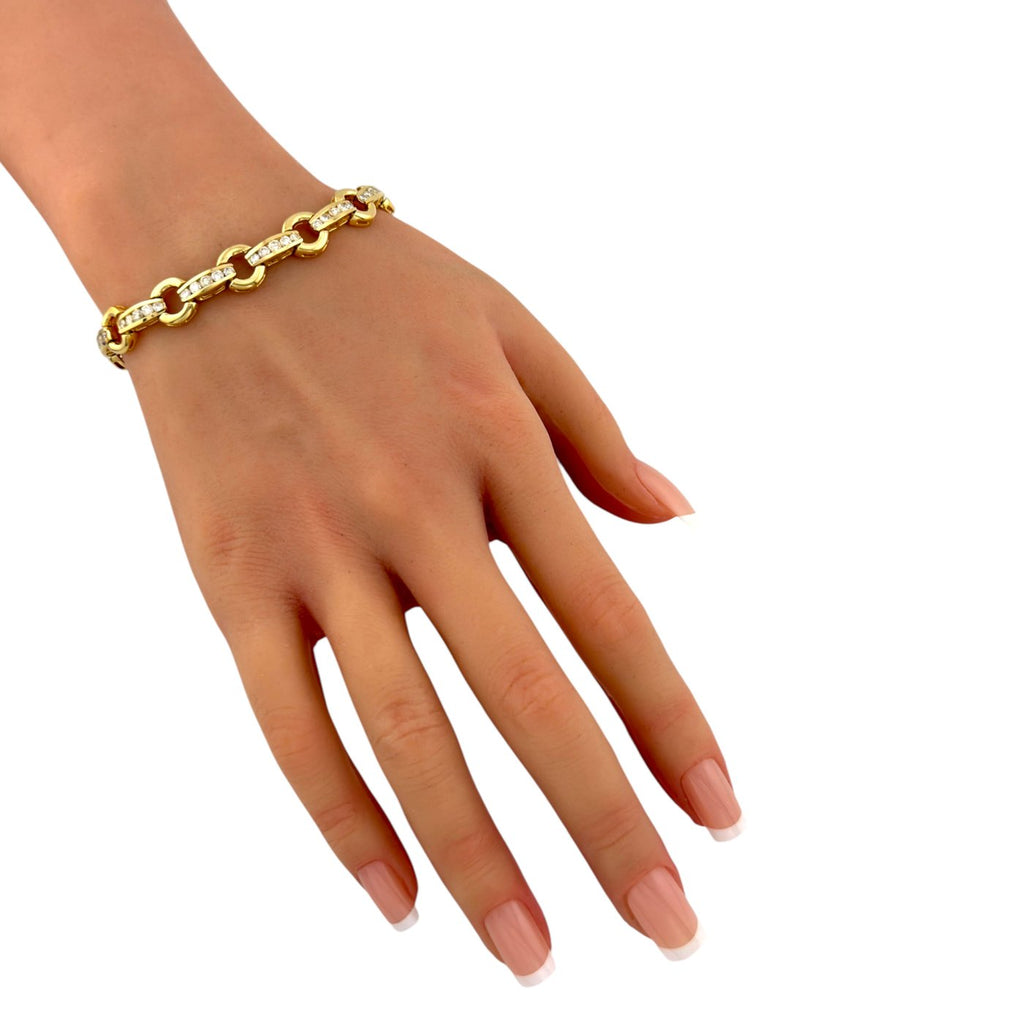 14K Yellow Gold 2.8ct Diamond Link Bracelet