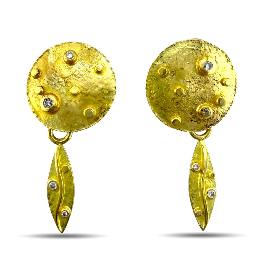 18K Yellow Gold 0.25ct Diamond Moon Earrings