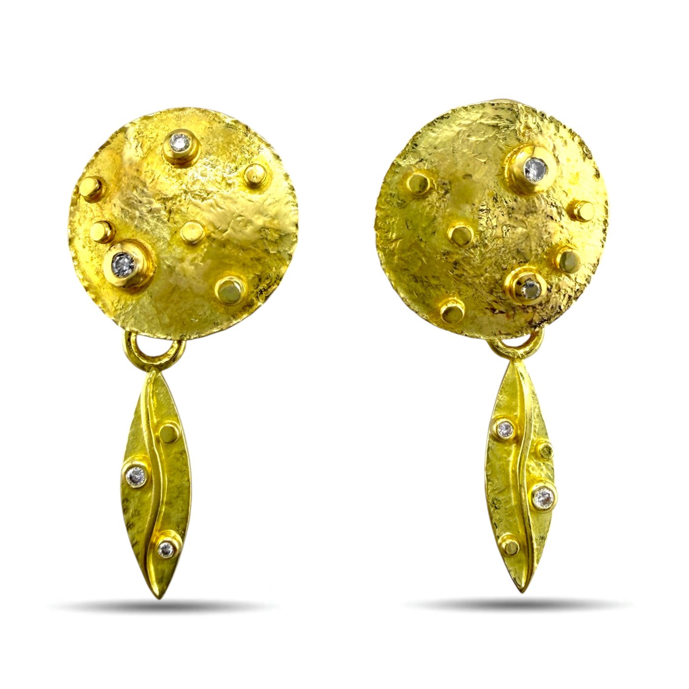 18K Yellow Gold 0.25ct Diamond Moon Earrings