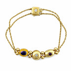 14K Yellow Gold Amethyst Ruby and Diamond Bracelet
