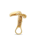 Yellow gold clip clasp mechanism with small square settings near the hinge area.