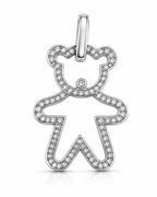 18K White Gold and 1.0ct Diamond Teddy Bear Silhouette Brooch