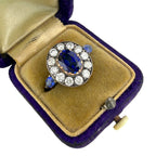 K. Faberge Imperial Russian 56K Rose Gold 1.00ct Diamond and 1.90ct Sapphire Ring