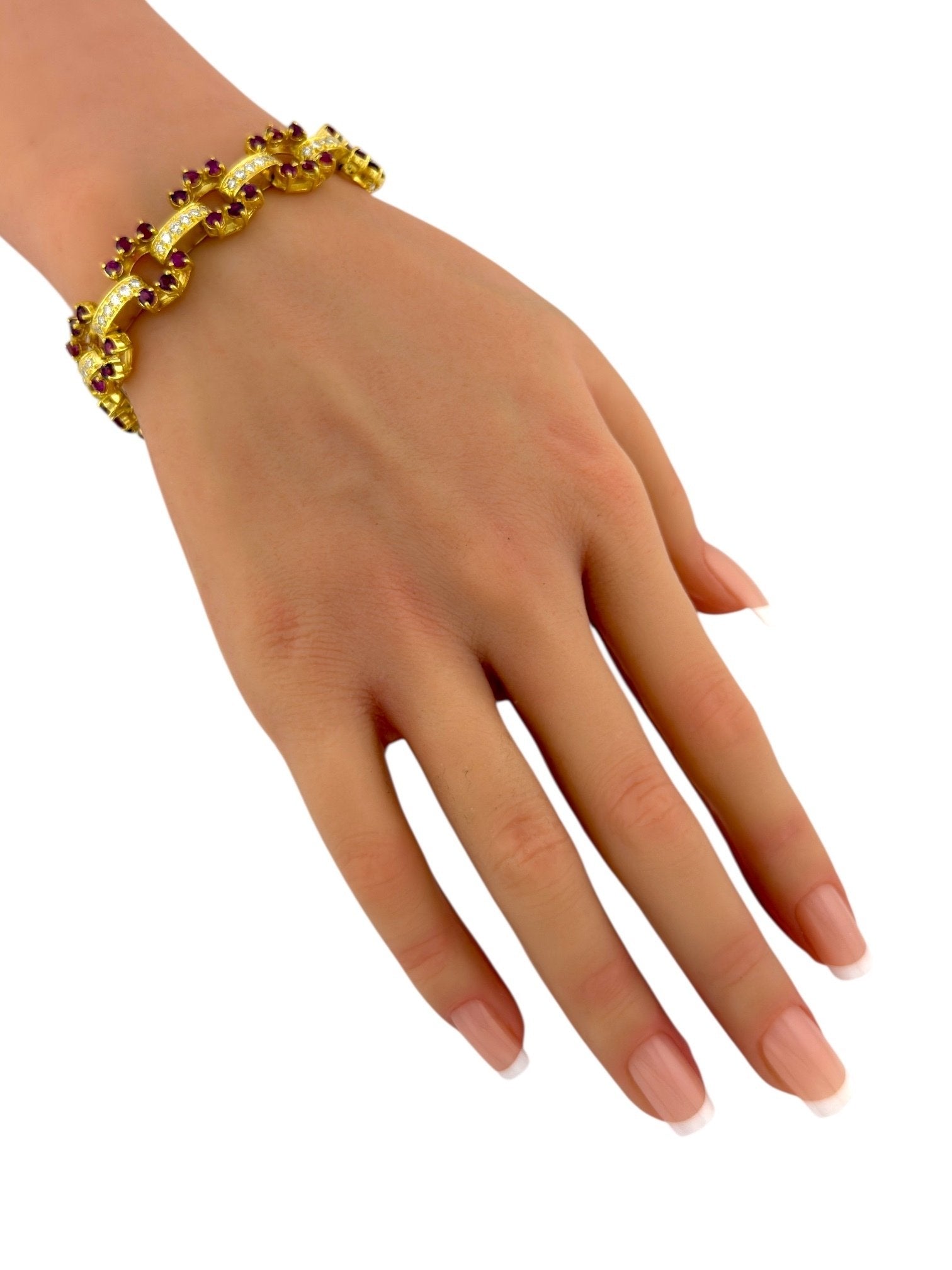 18 kt. Yellow gold, 18K Yellow Gold 2.00ct Diamond and Ruby Bracelet Diamond (Natural)  - Ruby